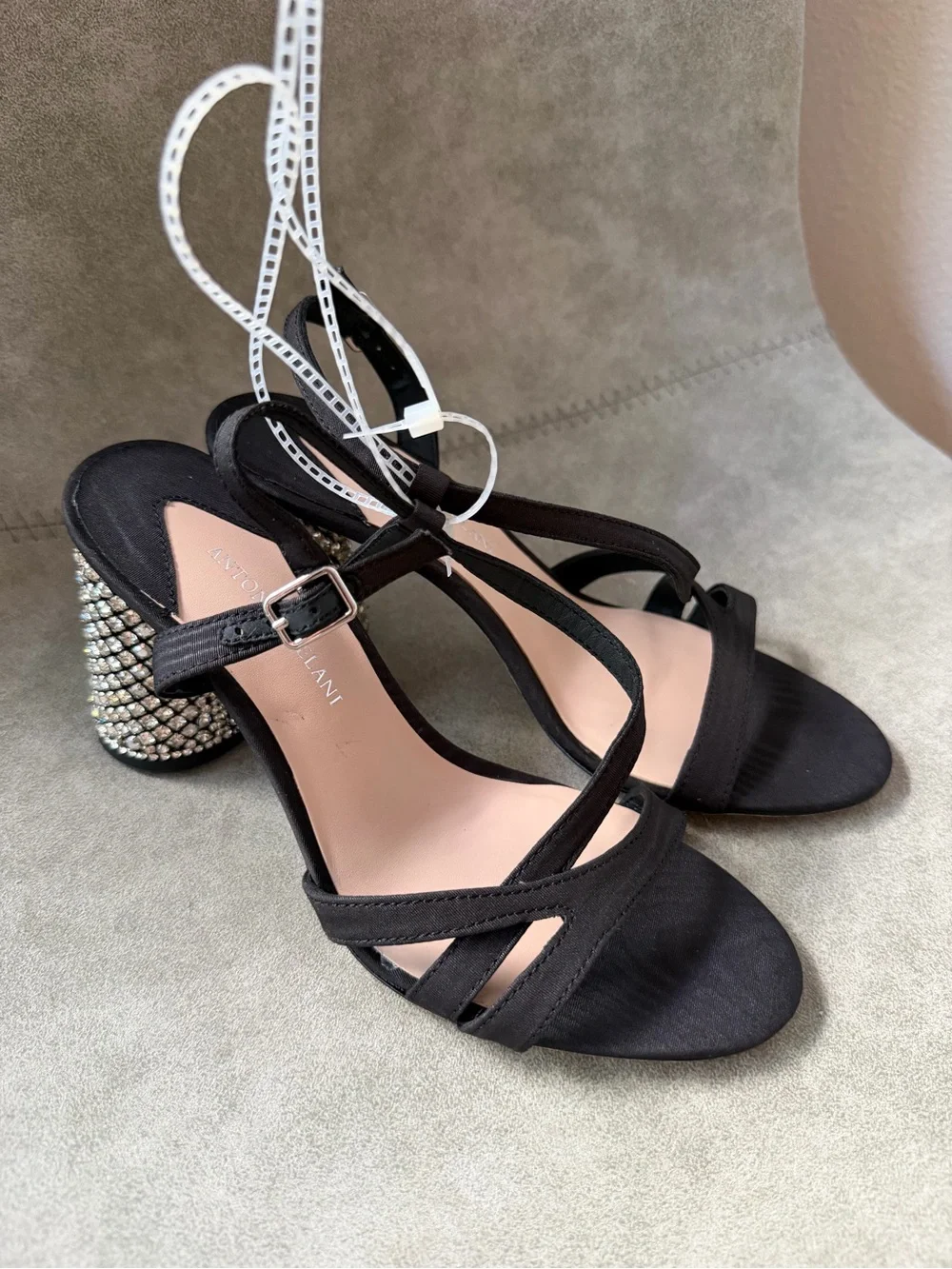 NEW Antonio Melani Larie Rhinestone Satin Slingback Dress Sandals Sz 6.5